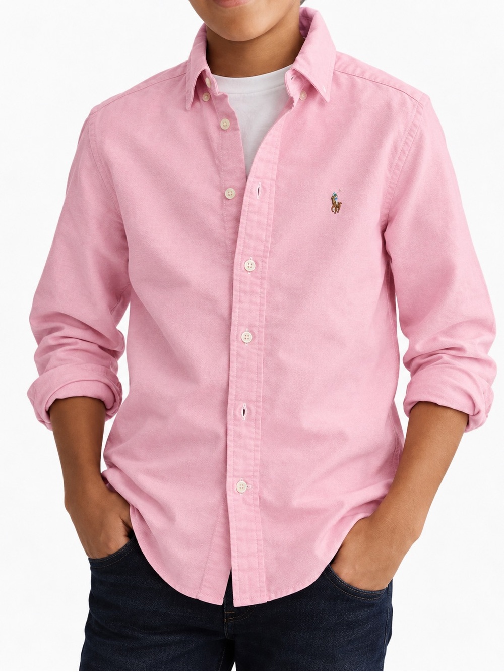 EUC Ralph Lauren Boys’ Classic Oxford Button-Down Shirt - Light Pink